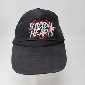 Suicidal‎ Hearts Hat Cap Snap Back Nissin Trucker Mesh Embroidered Mens Vtg